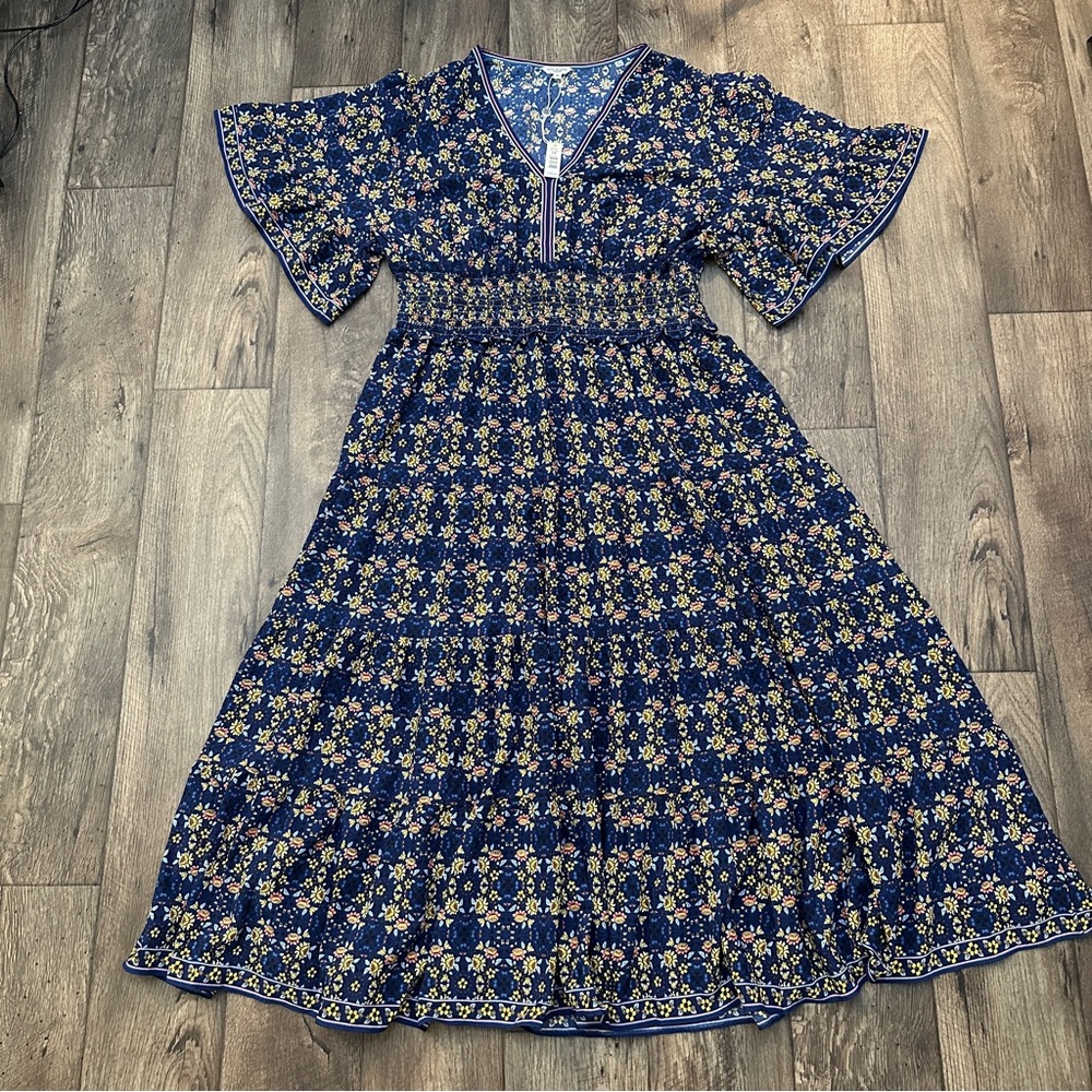 Max Studio Maxi Floral Beach Cottage Boho Dress Blue Multicolor Women’s Size 3X